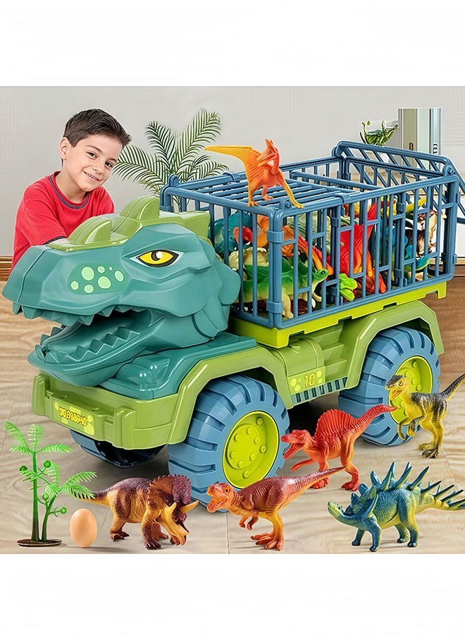 Peachjoy Dinosaur Truck Toys With 15 Dinosaur Toys Playset Figures,Toy Trucks for Boys,Large Dinosaur Carrier Truck  - Image 1