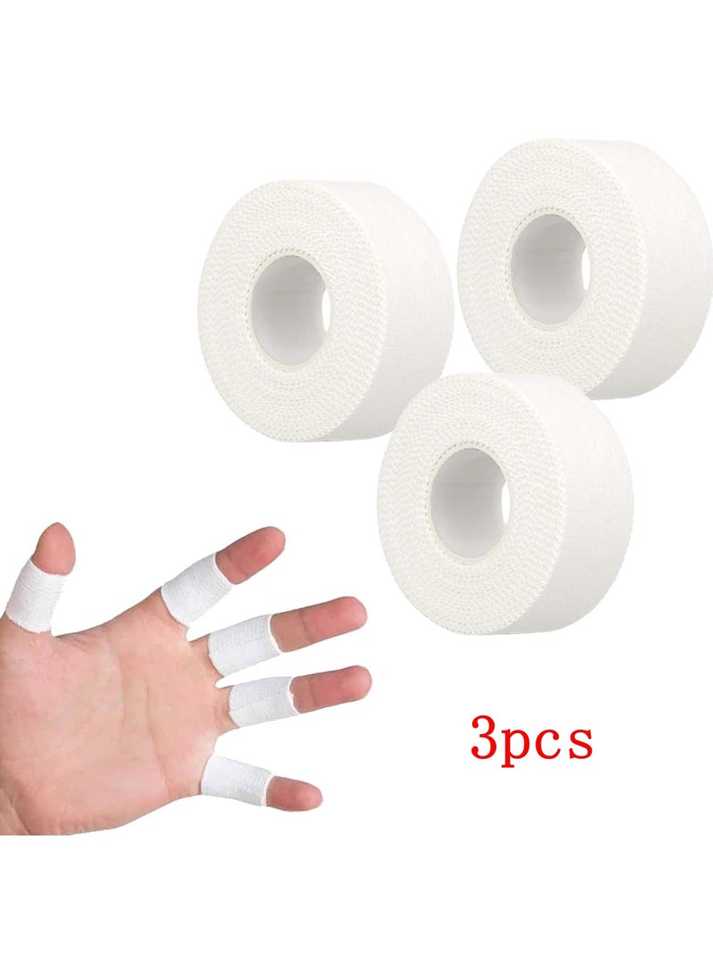 DELGREEN Athletic Sports Tape, 3 Rolls Zinc Oxide Tape, 10m x 2.5cm Cohesive Bandage Flexible Breathable Wrist Finger Tape Easy Tear Athletic Sports Tape for Sports Ankle（White） - Image 1