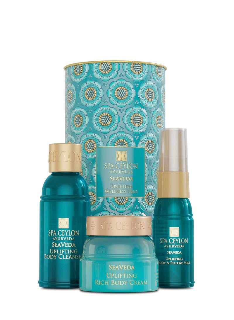SPA CEYLON SeaVeda Uplifting Wellness Trio – Pampering Kit with Natural Ingredients, Ayurvedic Gift Set with Shower Gel, Body Cream & Pillow Mist, 3-Piece Set, Pamper set - Image 1