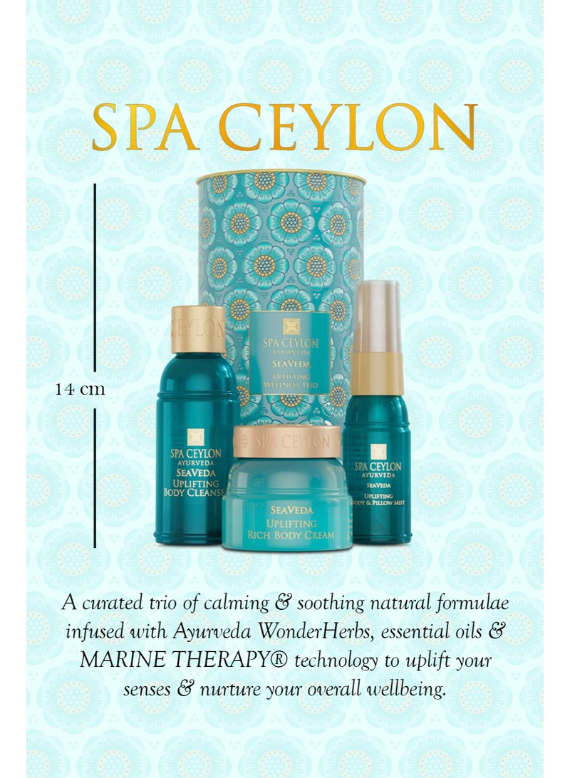 SPA CEYLON SeaVeda Uplifting Wellness Trio – Pampering Kit with Natural Ingredients, Ayurvedic Gift Set with Shower Gel, Body Cream & Pillow Mist, 3-Piece Set, Pamper set - Image 2