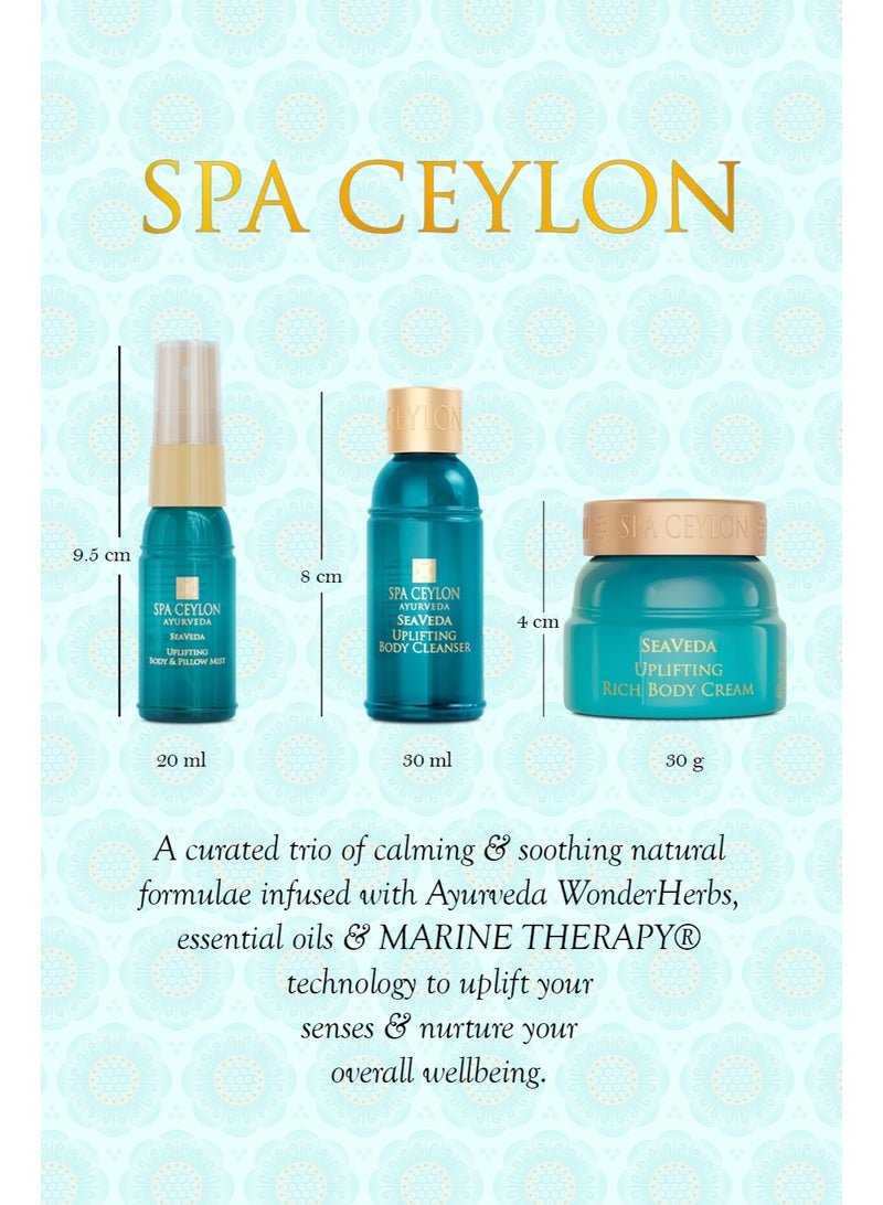 SPA CEYLON SeaVeda Uplifting Wellness Trio – Pampering Kit with Natural Ingredients, Ayurvedic Gift Set with Shower Gel, Body Cream & Pillow Mist, 3-Piece Set, Pamper set - Image 3