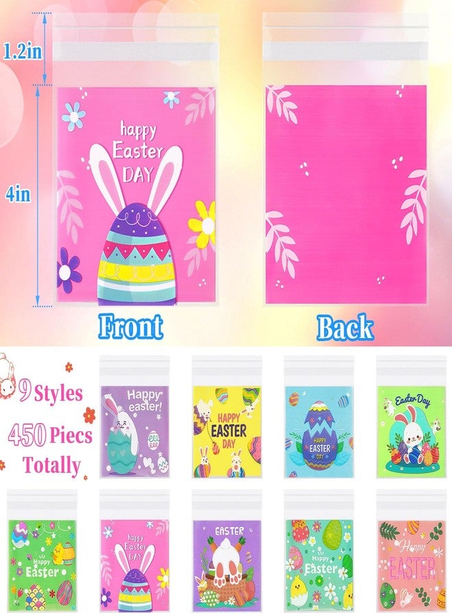FEBSNOW 450 PCS Easter Self-Adhesive Transparent Candy Bag,Easter Theme Bunny Egg Cookie Candy Bags for Holiday Party Gift Decoration Supplies Favor (9 Patterns) - Image 2