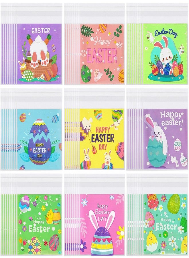 FEBSNOW 450 PCS Easter Self-Adhesive Transparent Candy Bag,Easter Theme Bunny Egg Cookie Candy Bags for Holiday Party Gift Decoration Supplies Favor (9 Patterns) - Image 1
