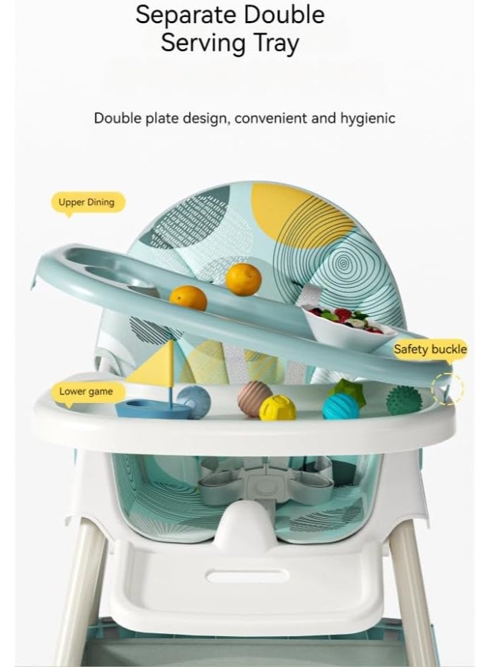 Kidilo 2-in-1 Foldable Baby High Chair & Rocking Chair - Adjustable Recliner with 360° Wheels(8131A) - Image 3