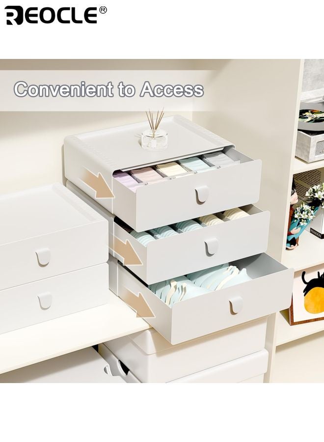 ريوكل منظم درج تحت الرف 15 خلية صندوق تخزين بلاستيكي للملابس الداخلية والجوارب وحمالات الصدر والسراويل الداخلية والوجبات الخفيفة منظم خزانة قابل للتكديس للاستخدام المنزلي والمدرسي - Image 2