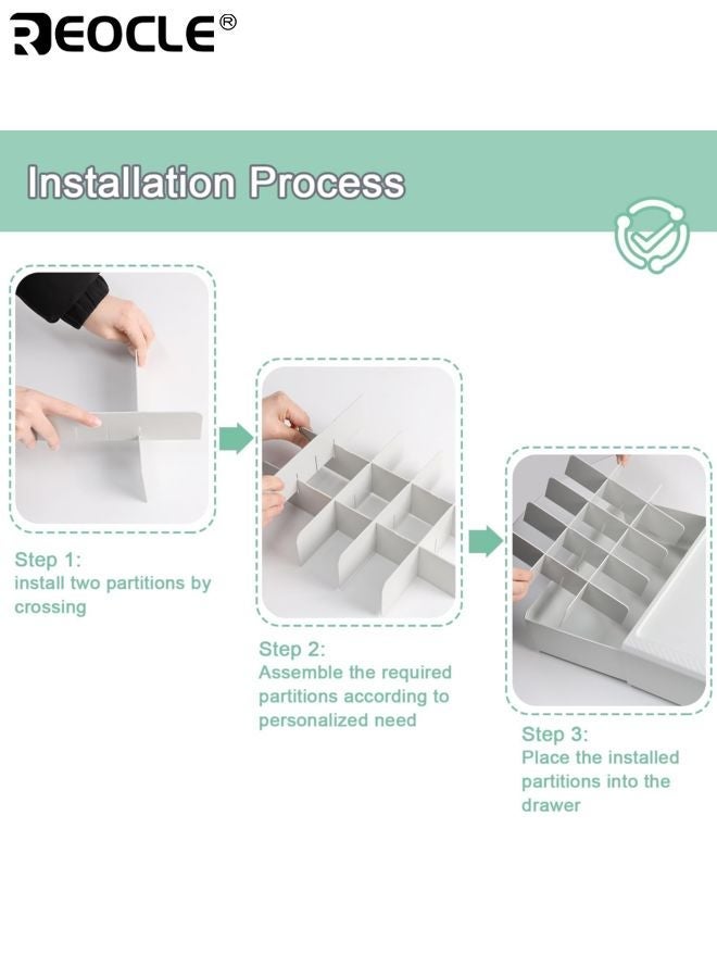 ريوكل منظم درج تحت الرف 15 خلية صندوق تخزين بلاستيكي للملابس الداخلية والجوارب وحمالات الصدر والسراويل الداخلية والوجبات الخفيفة منظم خزانة قابل للتكديس للاستخدام المنزلي والمدرسي - Image 5