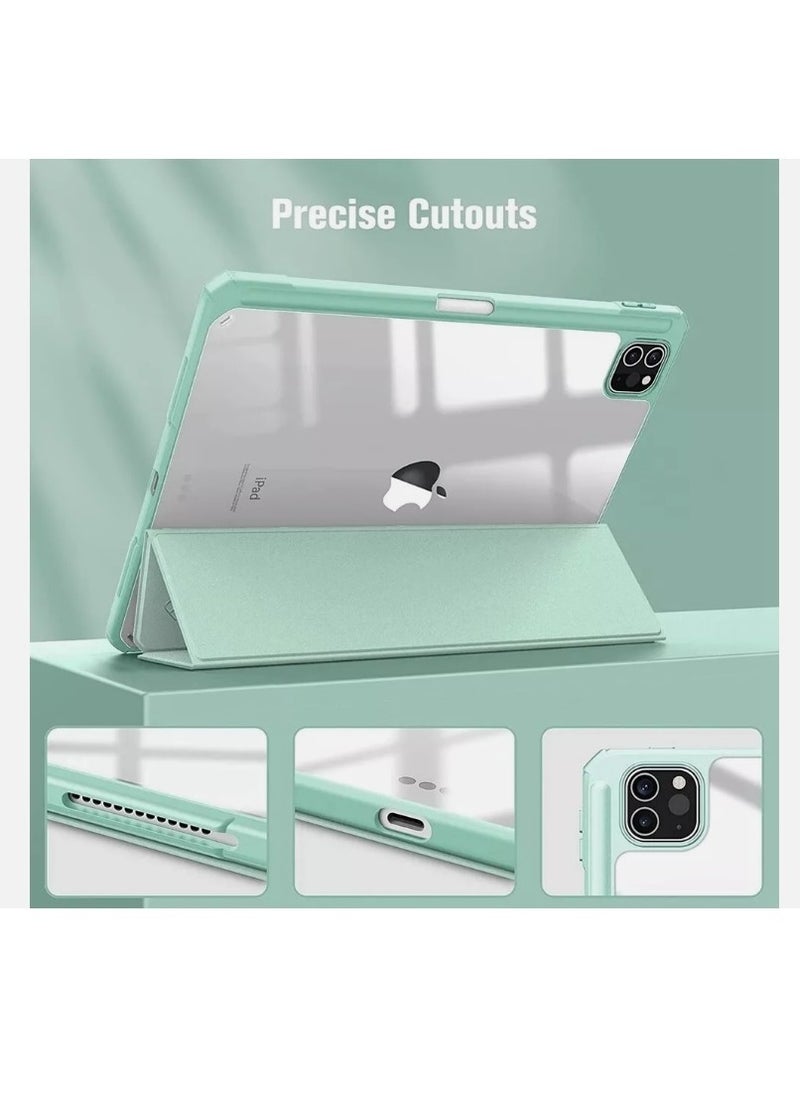 EVO - New Compatible with iPad Pro 13 inch Case 2024 M4 with Built-in Pencil Holder, for iPad Pro 13 Case with Hard Clear Back Shell, Support Pencil Pro & Pencil (USB-C), Auto Wake/Sleep,Matcha Green - Image 1