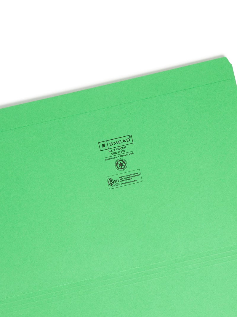 Smead File Folder, Reinforced Straight-Cut Tab, Legal Size, Green, 100 per Box (17110) - Image 3
