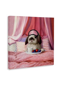 Stupell Industries Stupell Industries Adorable House Bunny Rabbit Breakfast In Bed Pink, Design by Lucia Heffernan, Gallery Wrapped Canvas, 17 x 17  - Image 3