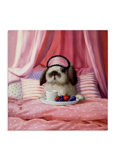 Stupell Industries Stupell Industries Adorable House Bunny Rabbit Breakfast In Bed Pink, Design by Lucia Heffernan, Gallery Wrapped Canvas, 17 x 17  - Image 1