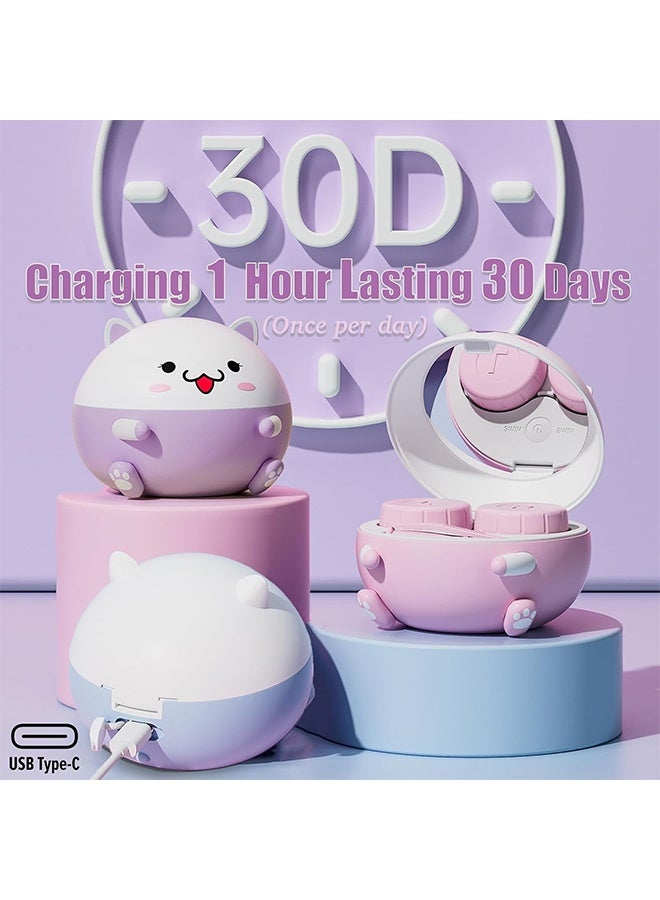 جهاز تنظيف العدسات اللاصقة Vastsoon Cute، جهاز تنظيف العلبة مع علبة نقع المحلول وأداة وضع العدسات اللاصقة للعناية اليومية بالرؤية، حجم مناسب للسفر (بنفسجي) - Image 4