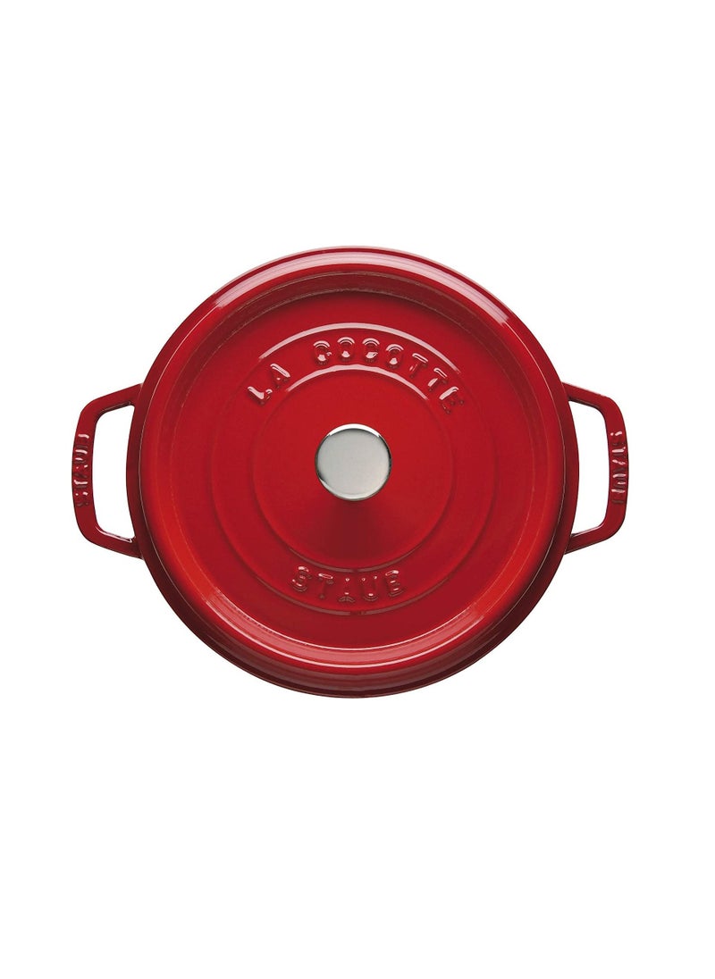 Le Creuset - Staub Cast Iron 26cm Round Cocotte with Steamer Insert Cherry Red - Image 1