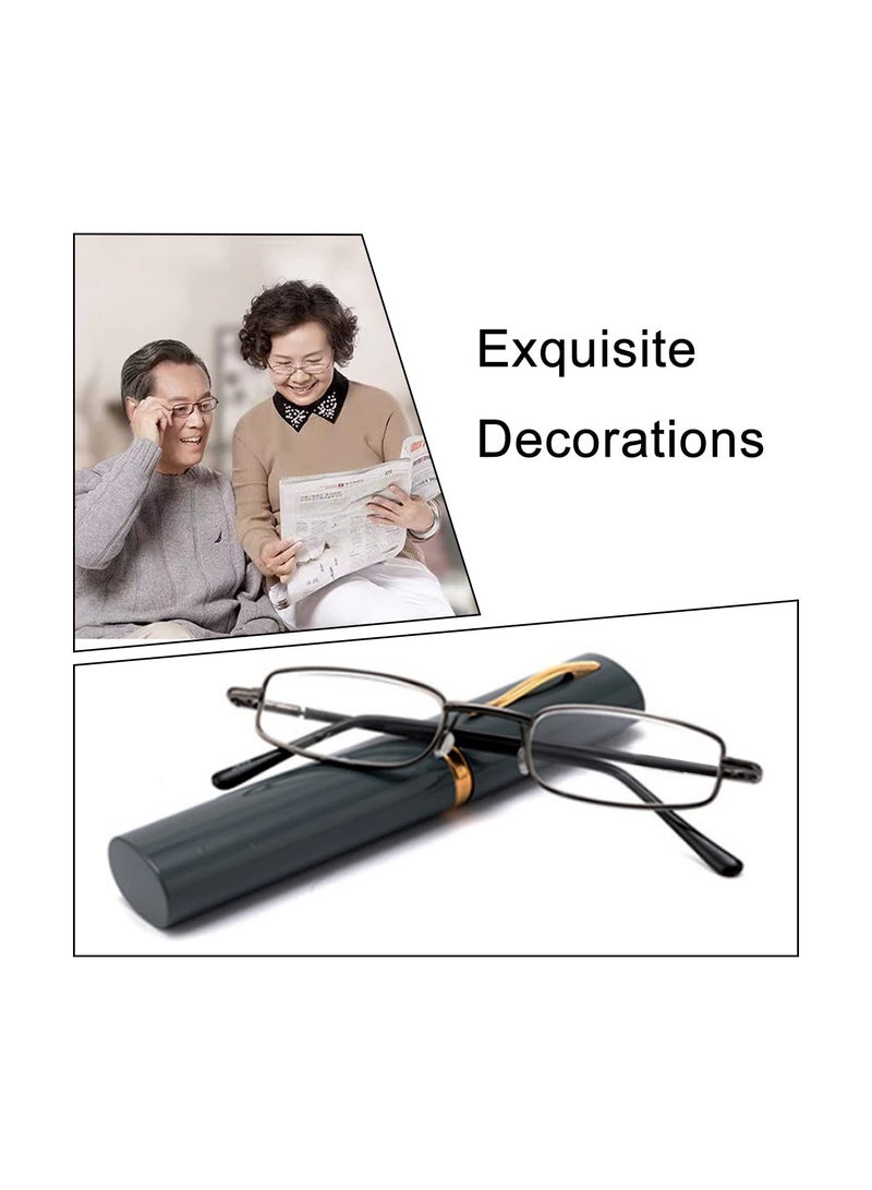 Zikra Reading Glasses, Anti-Blue Light Pen Holder Flat Mirror, Portable Spring Hinge Metal Semi Rimless Eyewear with Case, for Men and Women Metal Half Rim Slim Style Glasses Reading Aid(2 Pcs) - Image 2