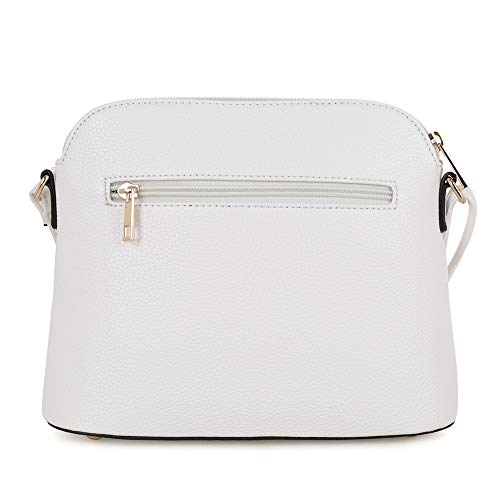 SG SUGU Lunar Lightweight Medium Dome Crossbody Bag Shoulder Bag with Double Tassels | Zipper Pocket | Adjustable Strap|White - Image 2
