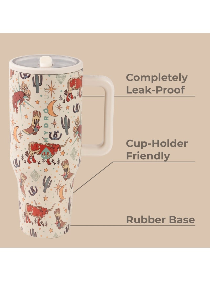 إبريق مائي Hydrojug Traveler - زجاجة ماء 40 أونصة مع مقبض وقش قش - يناسبها في حامل الكأس ، وتسرب مقاومة للبهلوان المعزول المقاوم للصدأ والقاعدة المطاطية - هدايا للنساء و ME - Image 3
