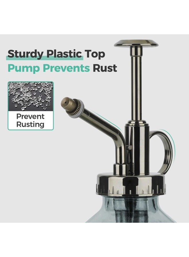 T4U 200ML Dark Grey Glass Watering Can, Retro Style Watering Sprayer, One Hand Watering Can with Pump on Top for Indoor and Outdoor, Garden, Flowers, Plants - Image 2