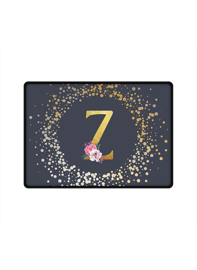 Stylizedd Designer Gaming Mouse Pad  Anti-Skid Mousepad Large Keyboard Mouse Pad Desk Mat Custom Monogram Initial Letter Floral Pattern Alphabet - Z  (Grey)  - Image 1
