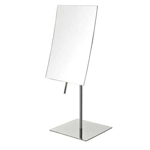 JERDON Rectangular Tabletop Makeup Mirror - 3X Magnification with Polished Stainless Steel Finish - 5-inch by 8-inch Vanity Mirror – Pivot Adjustment - Model JP358C - Image 1