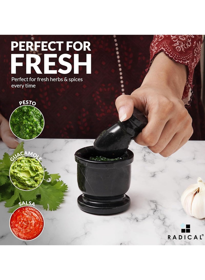 RADICALn Black Marble Mortar & Pestle Set | 2.5" Handmade Spice & Herb Grinder | Kitchen Accessories - Image 4