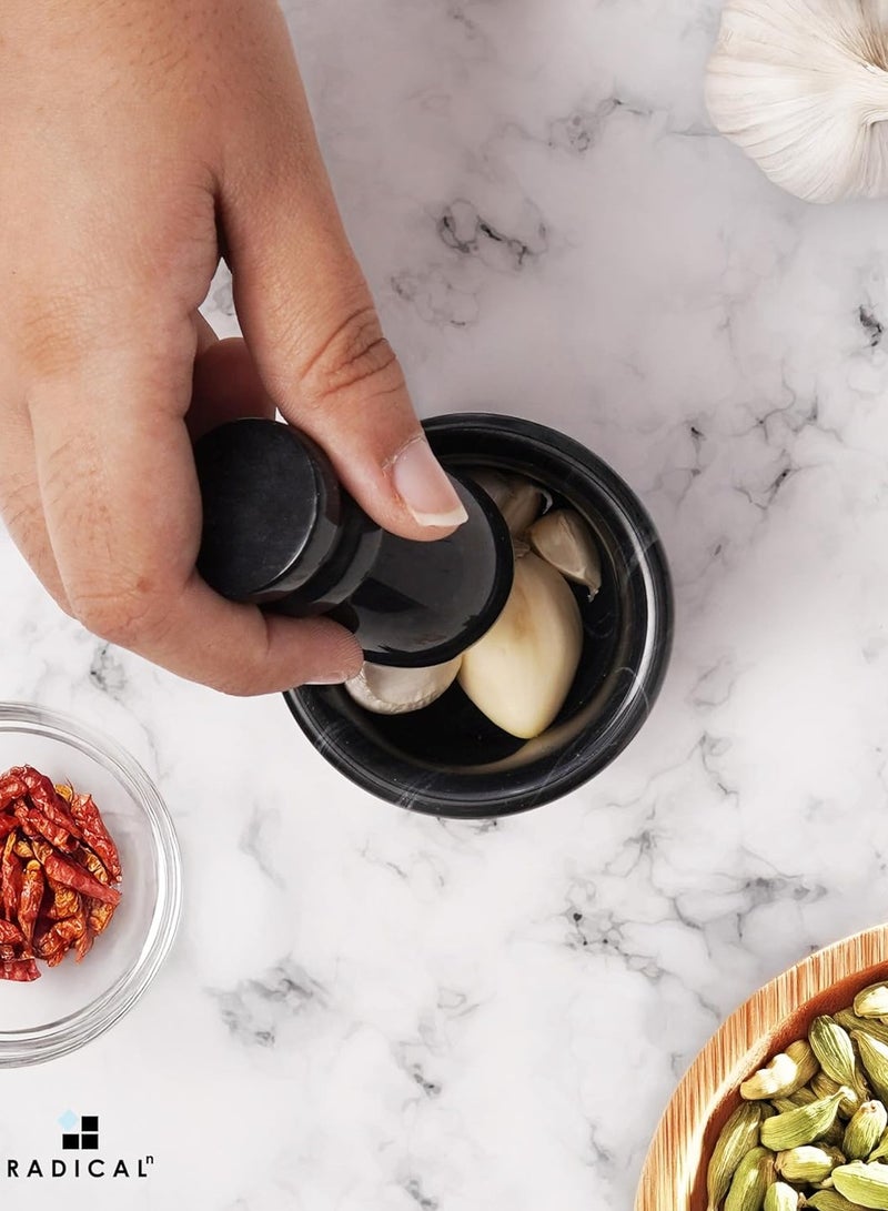 RADICALn Black Marble Mortar & Pestle Set | 2.5" Handmade Spice & Herb Grinder | Kitchen Accessories - Image 5