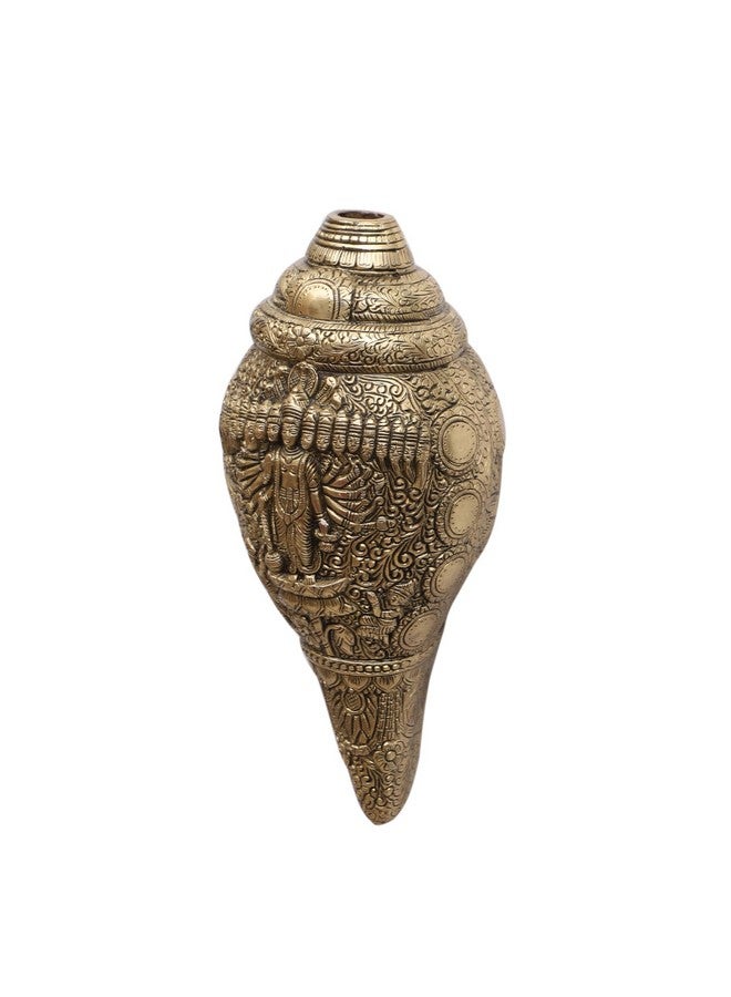 Two Moustaches Virat Roop Vishnu Brass Shankh 10 Inches, Shankh for Pooja, Wall Hanging, Table Top, Shankh Conch for Mandir/Pooja Room, Weight - 2.1 Kg, Size - 10 Inches, Pack of 1 - Image 2