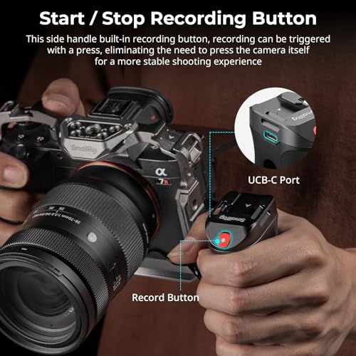 SMALLRIG Threaded Side Handle with Record StartStop Remote Trigger 3 Control Cable Compatible with Sony A7 III FX3 A6600 for Canon R5II R5C for FUJIFILM XH2S XT5 for Panasonic S5 II GH5 - Image 3