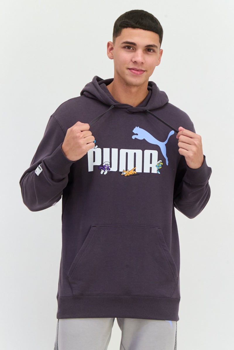 PUMA Puma x The Smurfs Men Sportswear Fit Long Sleeve Outdoor Hoodie, Dark Grey  - Image 1