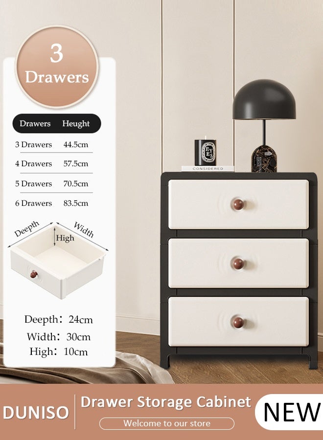 DUNISO Multipurpose 3-Drawer Storage Cabinet for Kitchen, Bathroom, Bedroom,Kitchen,Living Room,Office,Multifunctional Waterproof Design 3-Tier Vertical Storage Cabinets With Drawers, Slim Narrow Cabine - Image 1