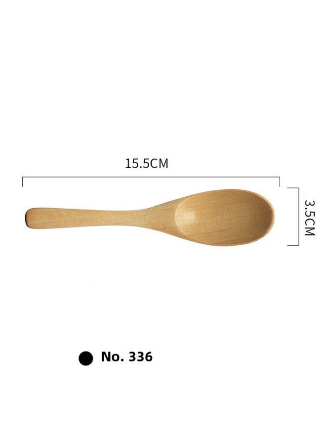 Children's Ice Cream Wooden Spoon Japanese Mini Spoon Long Handle Wooden Spoon Honey Mixing Spoon Medicine Spoon Engraved LOGO-Color:15.5*3.5cm Lotus Square Spoon -336  - Image 1