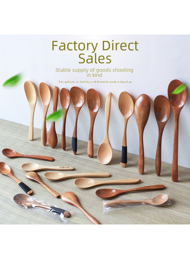 Children's Ice Cream Wooden Spoon Japanese Mini Spoon Long Handle Wooden Spoon Honey Mixing Spoon Medicine Spoon Engraved LOGO-Color:15.5*3.5cm Lotus Square Spoon -336  - Image 2
