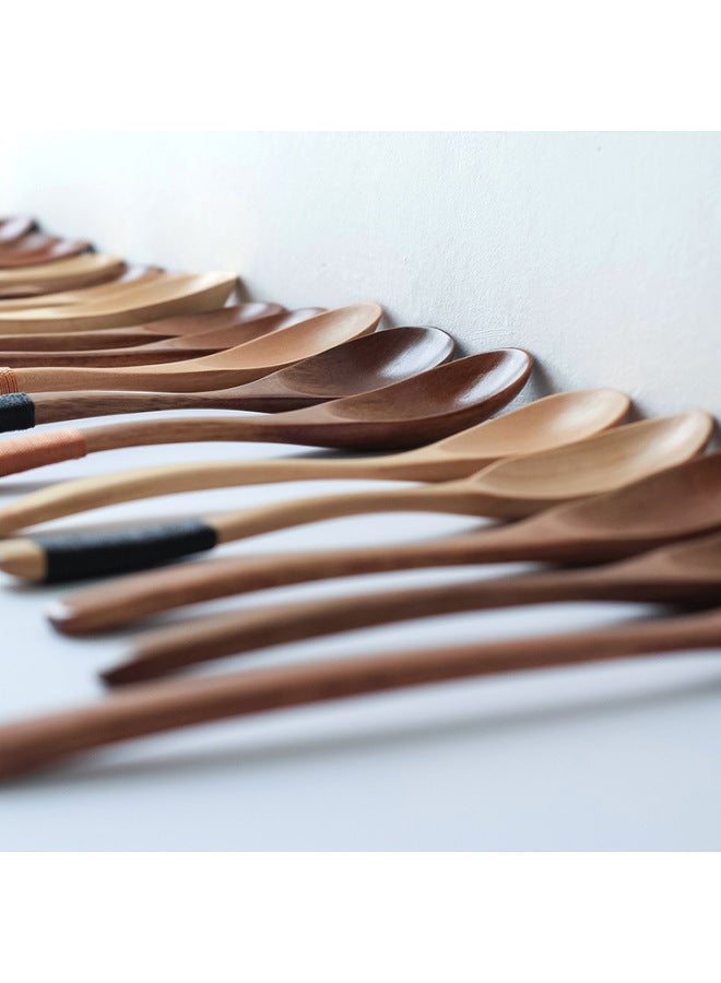 Children's Ice Cream Wooden Spoon Japanese Mini Spoon Long Handle Wooden Spoon Honey Mixing Spoon Medicine Spoon Engraved LOGO-Color:15.5*3.5cm Lotus Square Spoon -336  - Image 5