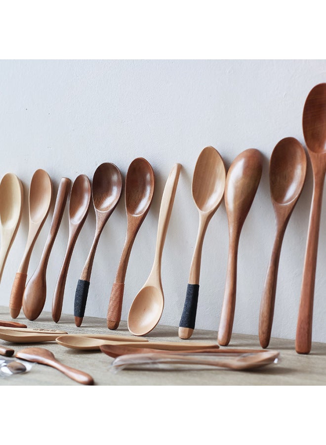 Children's Ice Cream Wooden Spoon Japanese Mini Spoon Long Handle Wooden Spoon Honey Mixing Spoon Medicine Spoon Engraved LOGO-Color:15.5*3.5cm Lotus Square Spoon -336  - Image 4