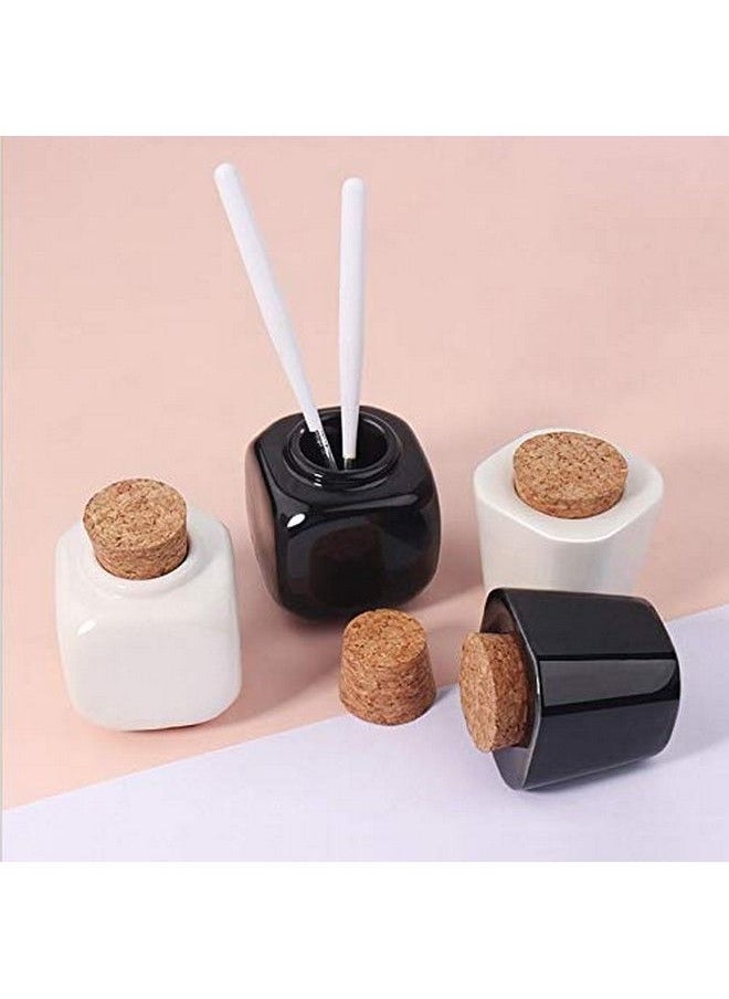Happyupcity 1Piece Porcelain Bottles With Cork Cap Nail Art Acrylic Powder Liquid Cup Nail Art Tools Porcelain Dappen Dish Cube Container Holder For Beauty Nail Art(Black)  - Image 5