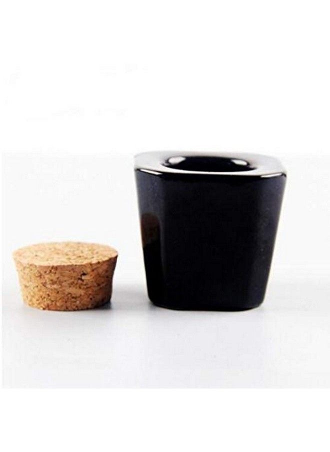 Happyupcity 1Piece Porcelain Bottles With Cork Cap Nail Art Acrylic Powder Liquid Cup Nail Art Tools Porcelain Dappen Dish Cube Container Holder For Beauty Nail Art(Black)  - Image 3