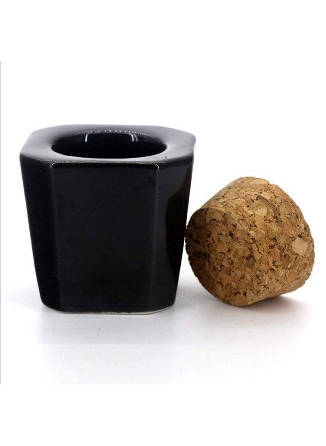 Happyupcity 1Piece Porcelain Bottles With Cork Cap Nail Art Acrylic Powder Liquid Cup Nail Art Tools Porcelain Dappen Dish Cube Container Holder For Beauty Nail Art(Black)  - Image 4