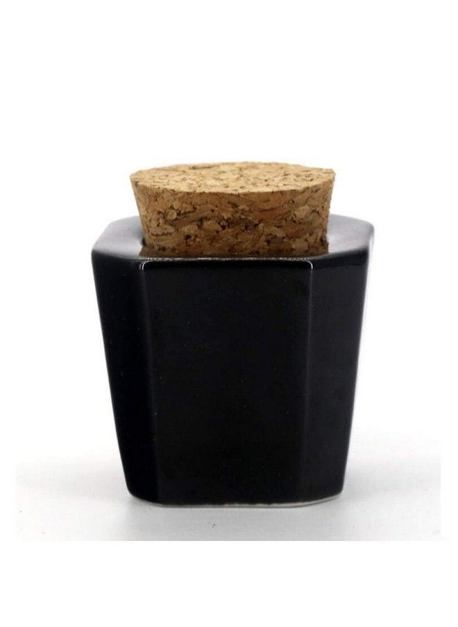 Happyupcity 1Piece Porcelain Bottles With Cork Cap Nail Art Acrylic Powder Liquid Cup Nail Art Tools Porcelain Dappen Dish Cube Container Holder For Beauty Nail Art(Black)  - Image 2