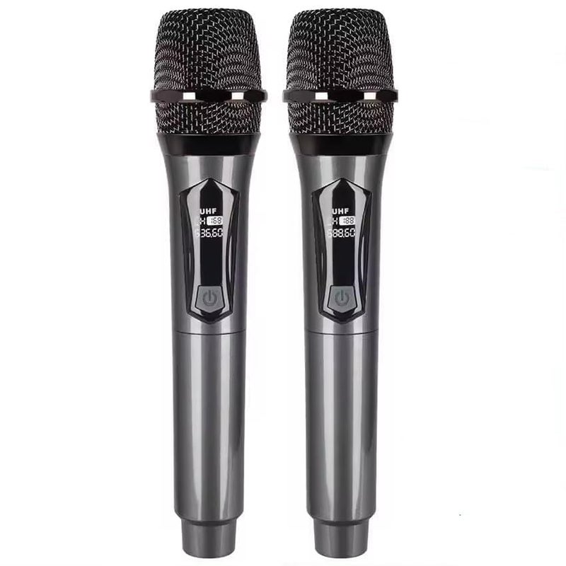 kh Dual Portable Handheld Dynamic Karaoke Mic Set with Rechargeable Receiver, Cordless Karaoke System for PA System, Speaker, Amplifier, Family Party, Singing, Meeting, 160 ft Range - Image 2