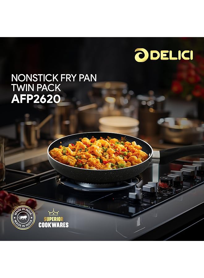 DELICI Frying Pan 2 Pes Set Twin Combo (26Cm & 20Cm) With Nylon Spatula, Nonstick Surface, Quick Heating, 10X Tougher Coating, Corrosion Resistant,Pfoa Free (Afp 2620) - Image 4