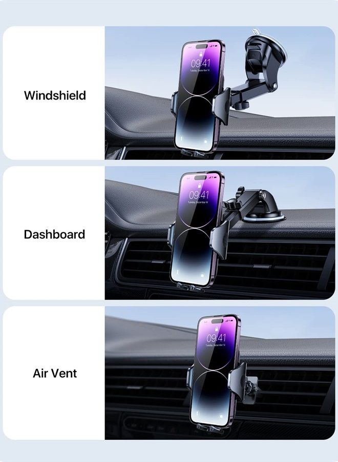 andobil Phone Mount for Car (Bumpy Roads Friendly) Cell Phone Holder Car — Easy Clamp Hands-Free Universal — Compatible with Dashboard-Windshield-Vent iPhone 14 13 12 Pro Max, Samsung S23 All Phones - Image 2