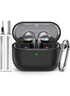SJet Samsung Galaxy Buds 3 & Pro Case Cover with Cleaner Kit, Soft Silicone Case with Carabiner(Black)  - Image 1