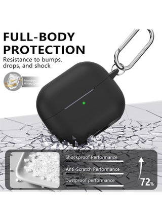 Samsung Galaxy Buds 3 & Pro Case Cover with Cleaner Kit, Soft Silicone Case with Carabiner(Black) - view 3