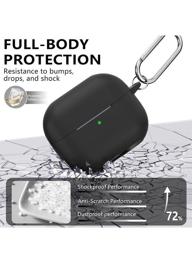 SJet Samsung Galaxy Buds 3 & Pro Case Cover with Cleaner Kit, Soft Silicone Case with Carabiner(Black)  - Image 3