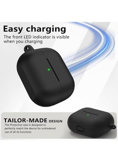 SJet Samsung Galaxy Buds 3 & Pro Case Cover with Cleaner Kit, Soft Silicone Case with Carabiner(Black)  - Image 4
