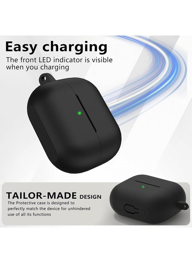 SJet Samsung Galaxy Buds 3 & Pro Case Cover with Cleaner Kit, Soft Silicone Case with Carabiner(Black)  - Image 4