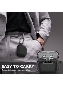 SJet Samsung Galaxy Buds 3 & Pro Case Cover with Cleaner Kit, Soft Silicone Case with Carabiner(Black)  - Image 5