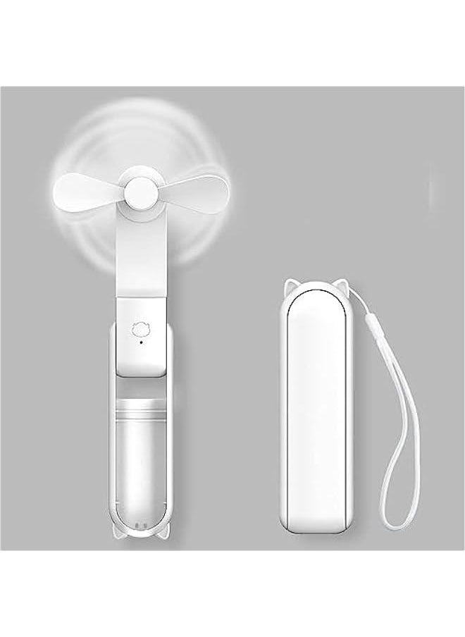 HOOKOR Portable Mini Fan, USB Rechargeable 1200mAh Battery And 3 Adjustable Speeds, Foldable Handheld Personal Eyelash Fan for Girls Women, For Travelling, Outdoor (White)  - Image 1