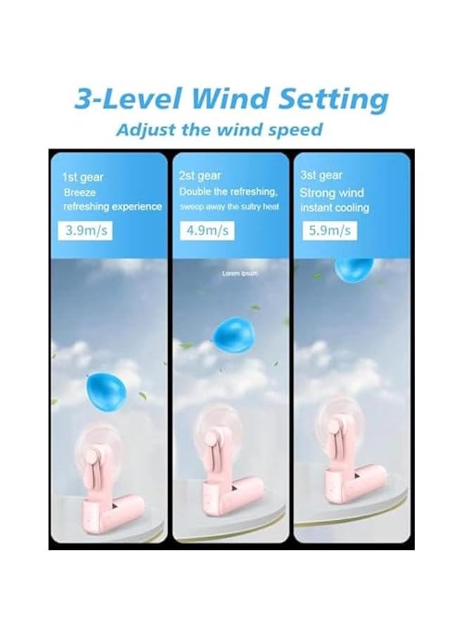 HOOKOR Portable Mini Fan, USB Rechargeable 1200mAh Battery And 3 Adjustable Speeds, Foldable Handheld Personal Eyelash Fan for Girls Women, For Travelling, Outdoor (White)  - Image 3