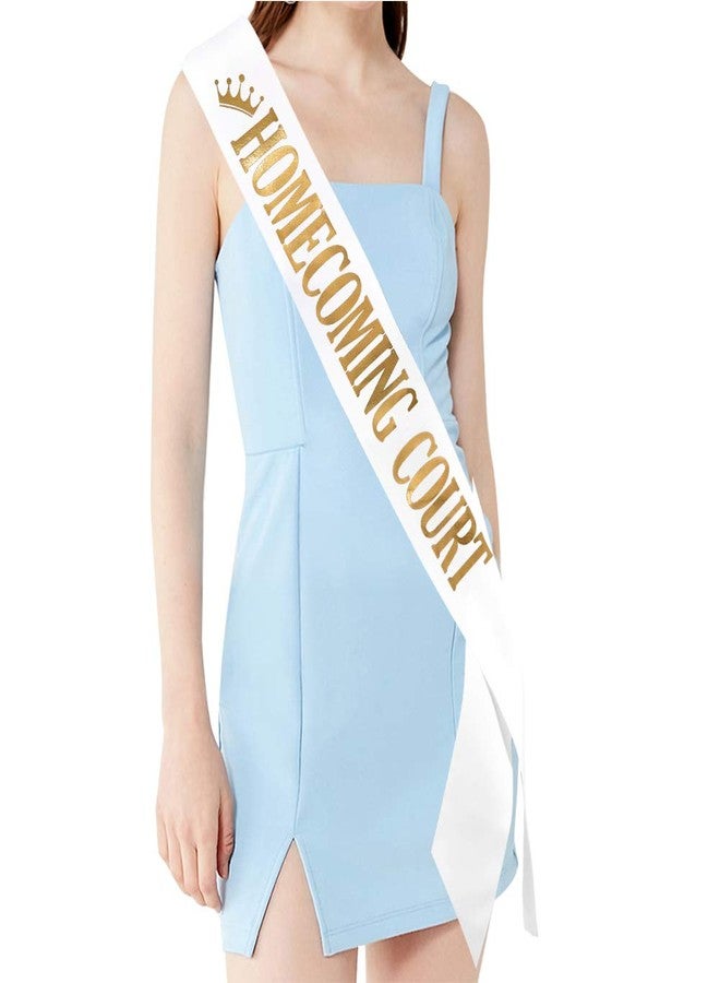 تي تي كوروك وشاح "ملكة جمال حفل التخرج" - عبوة من قطعتين - إكسسوارات حفلات التخرج المدرسية، أبيض بنقشة ذهبية - Image 3