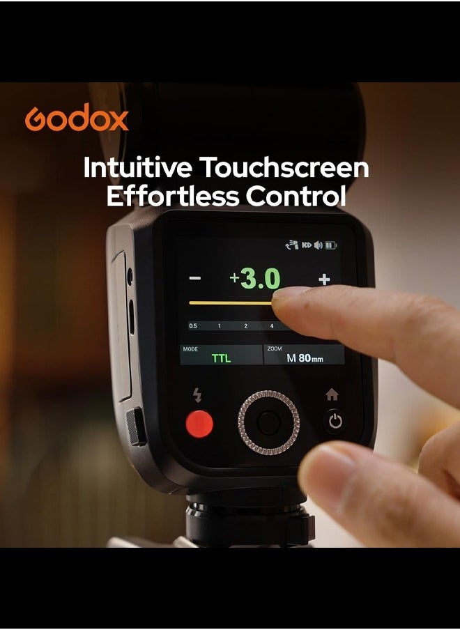 Godox GODOX V100 C GODOX Flash for Canon – Touchscreen Control 100W TTL Camera Flash GODOX V1 for Canon Upgraded 70 Full Power Consecutive Flashes Camera Flash for Canon 5D Mark IV/Canon RP/Canon M50  - Image 4