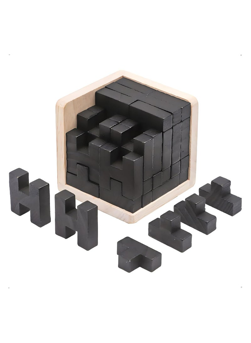 CMGTYYD. لعبة ألغاز خشبية ثلاثية الأبعاد، صندوق ألغاز مجسمة ثلاثية الأبعاد، مكعبات ألغاز ترفيهية تعليمية مكعبة، مكعبات ألغاز خشبية ثلاثية الأبعاد للأطفال من سن 8-12 سنة والكبار، ألعاب مكتبية مبهجة، ألعاب تحدي لدماغ الكبار - Image 1